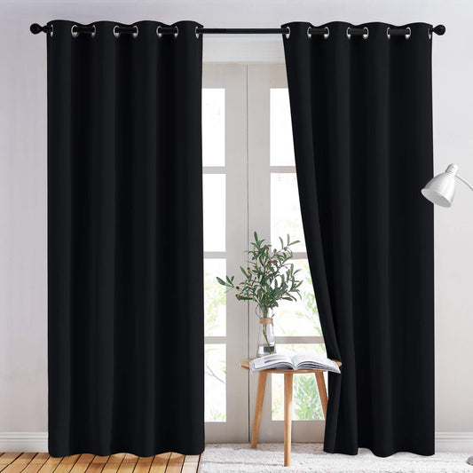 NICETOWN Blackout Curtains 2 Panels - Black Out Curtains 84 Inch Long,Insulated Curtains Room Darkening Grommet Curtains for Bedroom Living Room Windows (52 by 84 Inches,Black,Set of 2) 🍁 All In One Marketplace Canada