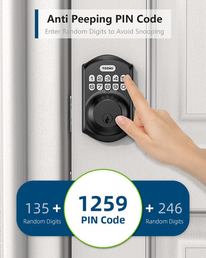 TEEHO TE001 Keyless Entry Door Lock with Keypad - Smart Deadbolt Lock for Front Door with 2 Keys - Auto Lock - Easy Installation - Matte Black 🍁 All In One Marketplace Canada
