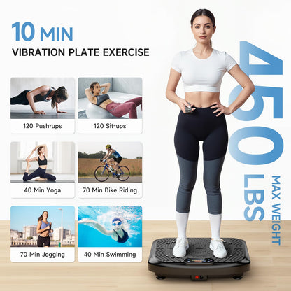 Vibration Plate Exercise Machine,Vibration Plate Machine 199 Adjustable Speed,Vibrating Plate Exercise Machine Automatic Mode P1-P7,Vibration Platform with Bluetooth 450 Lbs Capacity(Raven Black) 🍁 All In One Marketplace Canada
