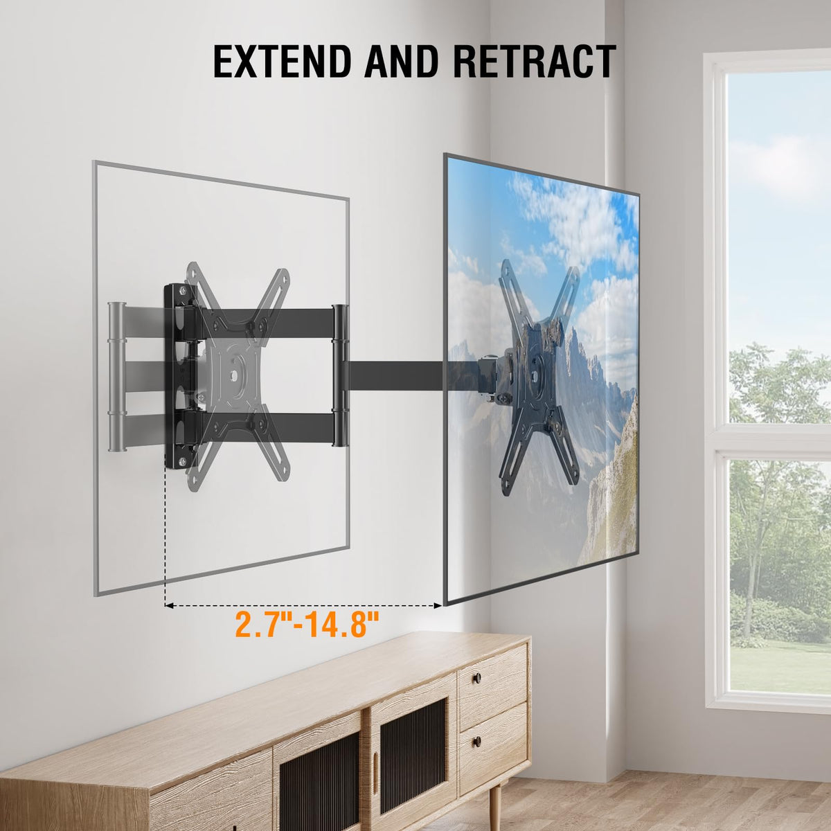ELIVED Full Motion TV Monitor Wall Mount for Most 14-42 Inch LED LCD Flat Screen TVs & Monitors, Swivel Tilt Extension Rotation TV Mount Bracket Max VESA 200x200mm, up to 44 lbs 🍁 All In One Marketplace Canada