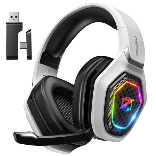Ozeino Wireless Gaming Headset for Ps5, Ps4, Switch, Ultra Stable 2.4GHz USB & Type-C, Bluetooth 5.3 Gaming Headphones with Flip Mic, 40+Hr Battery Gamer Headset for PC, Laptop, Mobile, Mac(White) 🍁 All In One Marketplace Canada