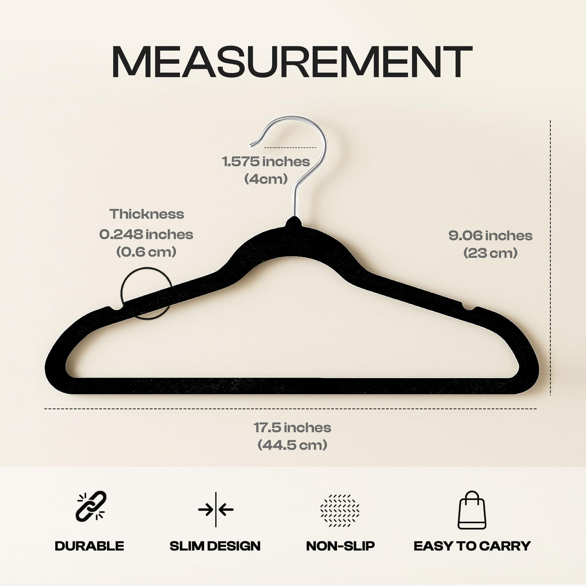 Utopia Home Velvet Hangers 50 Pack, Heavy Duty, Non-Slip, Space Saving Felt Clothes Hangers with 360° Hook & Notches (Black) 🍁 All In One Marketplace Canada