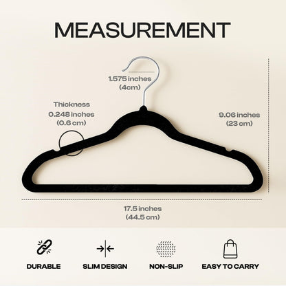 Utopia Home Velvet Hangers 50 Pack, Heavy Duty, Non-Slip, Space Saving Felt Clothes Hangers with 360° Hook & Notches (Black) 🍁 All In One Marketplace Canada