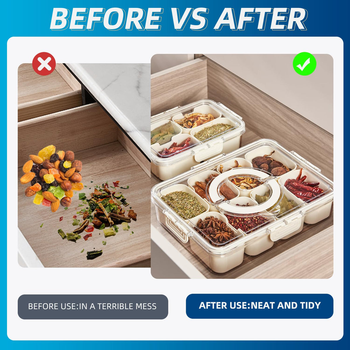 Pure Future 2-Pack Snackle Box Containers with Handles - Divided Serving Tray with Lids, 8 Compartments Charcuterie Box for Travel, Movie Nights & Parties (Hand Wash Only) 🍁 All In One Marketplace Canada