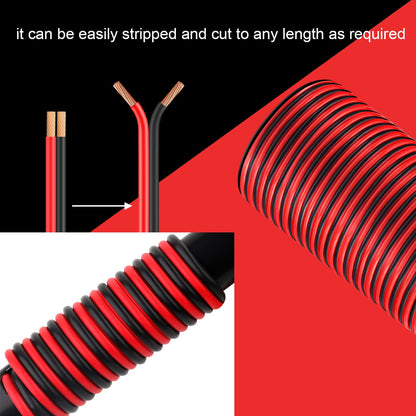 VIABRICO 14AWG 100FT Electrical Wire Cable 2 Conductors Red Black Cable Hookup LED Lighting Strips Flexible Wire Extension Cord 14 Gauge Copper Clad Aluminum Copper Wire 12V/24V DC Cable 🍁 All In One Marketplace Canada