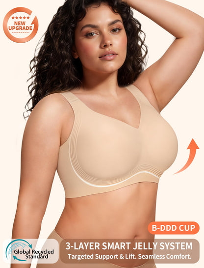 PoseFree Jelly Bras for Women Full Coverage Full Support and Lift No Underwire Back Smoothing Bralette Everyday Bra (Nude,XL) 🍁 All In One Marketplace Canada