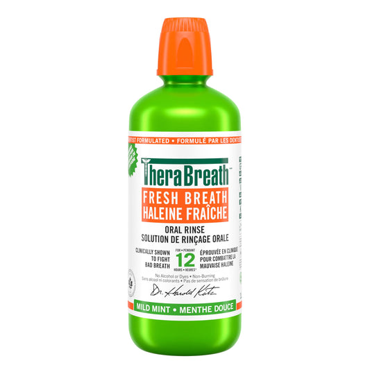 TheraBreath Fresh Breath Oral Rinse, Value Size, Clinically Shown to Fight Bad Breath for 12 Hours, Alcohol & Dye Free Mouthwash, Certified Vegan, Halal, Kosher, Gluten-Free - Mild Mint, 1L 🍁 All In One Marketplace Canada