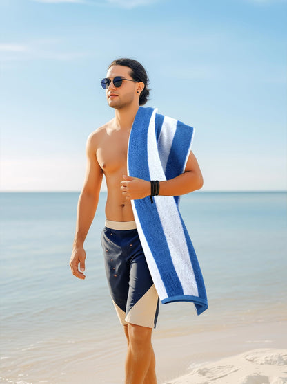 Utopia Towels 4 Pack Cabana Stripe Beach Towels (30x60 inches) - 100% Ring Spun Cotton Large Pool Towels, Soft and Quick Dry Swim Towels (Blue,Grey,Red,Green) 🍁 All In One Marketplace Canada