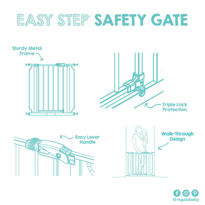 Regalo Easy Step 38.5-Inch (97.75cm) Extra Wide Baby Gate, Award Winning Brand, Includes 6-Inch (15.25cm) Extension Kit, 4 Pack Pressure Mount Kit and 4 Pack Wall Mount Kit 🍁 All In One Marketplace Canada