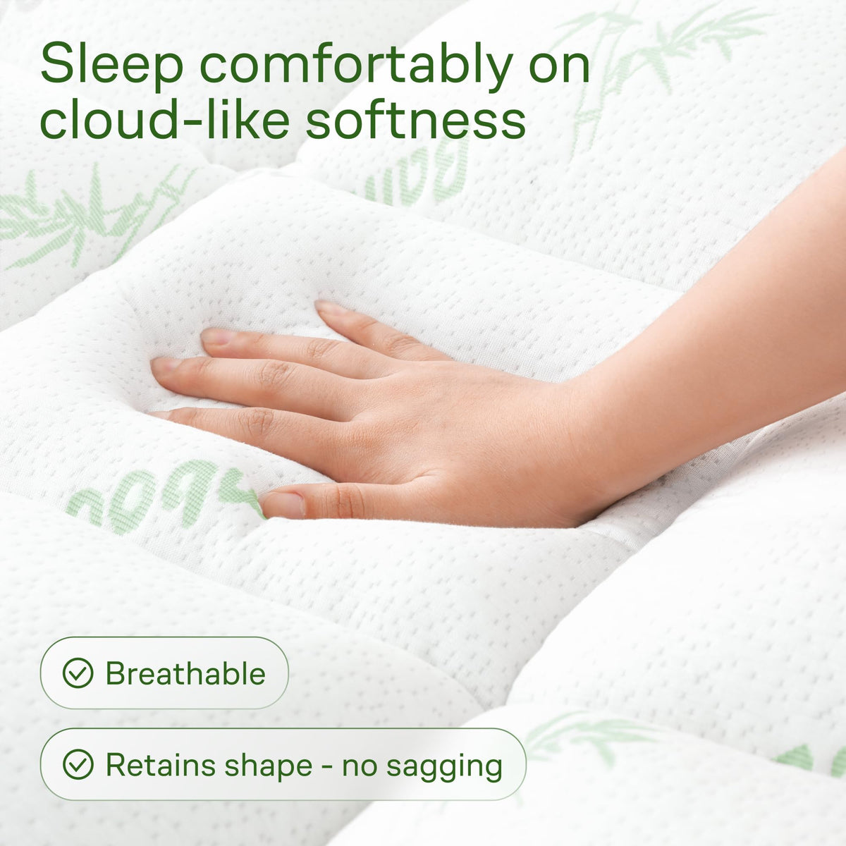 Bamboo Mattress Topper Double/Full Size - Thick Cooling Breathable Pillow Top Mattress Pad for Back Pain Relief - Deep Pocket Topper Fits 8-20 Inches (54x75 Inches, White) 🍁 All In One Marketplace Canada