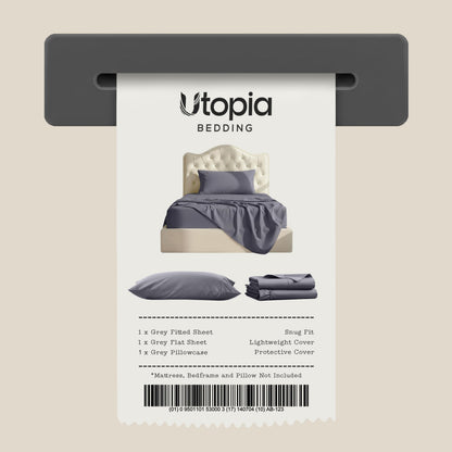 Utopia Bedding Twin/Single Bed Sheets - 3 Piece Twin Size Cooling Sheet Set - Hotel Luxury Soft Breathable Microfiber, Oeko-TEX, Deep Pocket Easy Fit & Care, Fade & Wrinkle Resistant, Grey 🍁 All In One Marketplace Canada