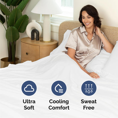 Queen Size 4 Piece Sheet Set - Comfy Breathable & Cooling Sheets - Hotel Luxury Bed Sheets for Women & Men - Deep Pockets, Easy-Fit, Extra Soft & Wrinkle Free Sheets - White Oeko-Tex Bed Sheet Set 🍁 All In One Marketplace Canada
