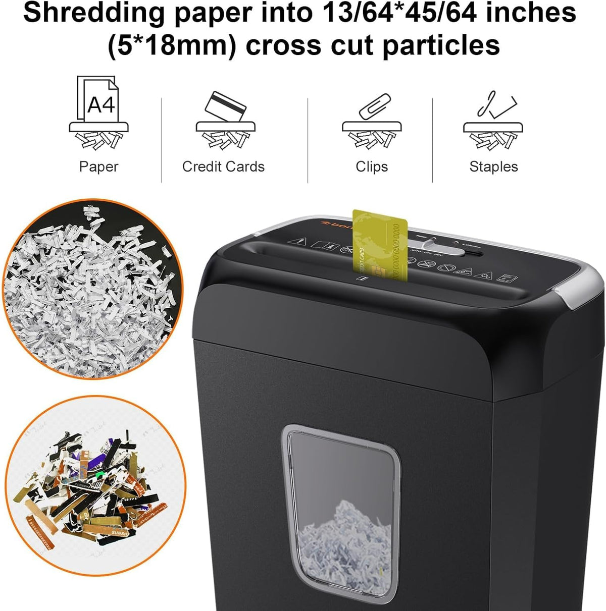 Bonsaii 6-Sheet Crosscut Paper Shredder for Home Use, Small Paper Shredder for Home Office, Portable Document Shredder with 3.4 Gal Wastebasket (C237-B) 🍁 All In One Marketplace Canada