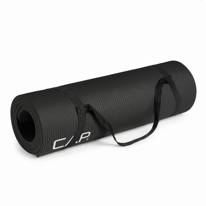 CAP Barbell Yoga Mat 1/2" Thick with Carrying Strap - High Density Exercise Mat for Yoga, Pilates, Stretching, Floor & Fitness Workouts - 68''x24''x1/2" | Black 🍁 All In One Marketplace Canada