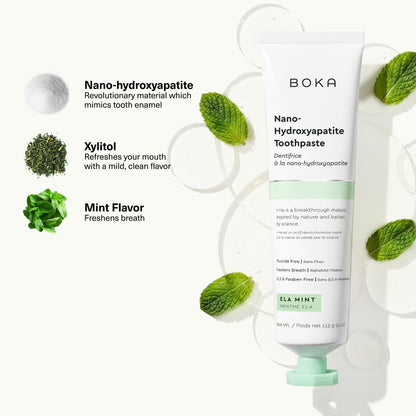 Boka Fluoride Free Toothpaste, Nano Hydroxyapatite Toothpaste, Appropriate for Sensitive Teeth - for Adult Oral Care - Ela Mint Flavor, 1.3 Fl Oz 2Pk US Manufactured 🍁 All In One Marketplace Canada