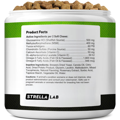 Glucosamine for Dogs w/Chondroitin - Hip & Joint Supplement for Dogs - MSM, Omega to Improve Mobility & Energy - Natural Joint Pain Relief - 120 Chews (Chicken) 🍁 All In One Marketplace Canada