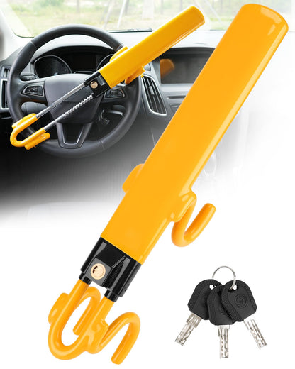 Tevlaphee Steering Wheel Lock Anti-Theft Car Device Heavy Duty Security Car Lock Antitheft Locking Devices Great Deterrent Adjustable Car Wheel Lock Anti Theft for Vehicle Truck with 3 Keys(Yellow) 🍁 All In One Marketplace Canada