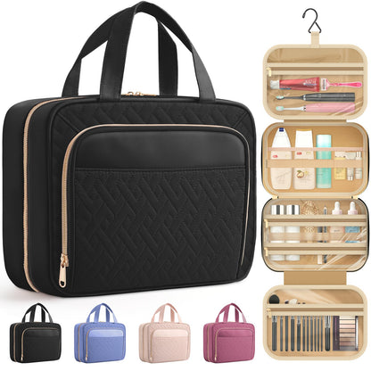 HOTOR Travel Toiletry Bag for Women - Spacious Toiletry Bag for Men, Waterproof Makeup Bag with Hanging Hook and Multiple Pockets, Travel Accessories, Travel Essentials, Black, Medium 🍁 All In One Marketplace Canada