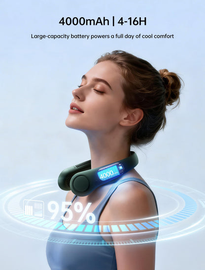 JISULIFE Portable Neck Fan, Hands Free Bladeless Hanging Sport Fan, 4000 mAh Battery Operated Wearable Personal Fan, Leafless, Rechargeable, Headphone Design, USB Powered,5 Speeds-Dark Green 🍁 All In One Marketplace Canada