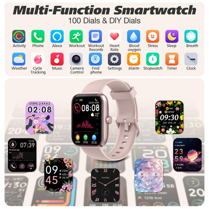 Smart Watch for Men Women with Bluetooth Call, Alexa Built-in, Heart Rate & Sleep Monitor, 1.83" DIY Dial Fitness Watch with 100+ Sport Modes, IP68 Waterproof, Compatible with Android iOS 🍁 All In One Marketplace Canada