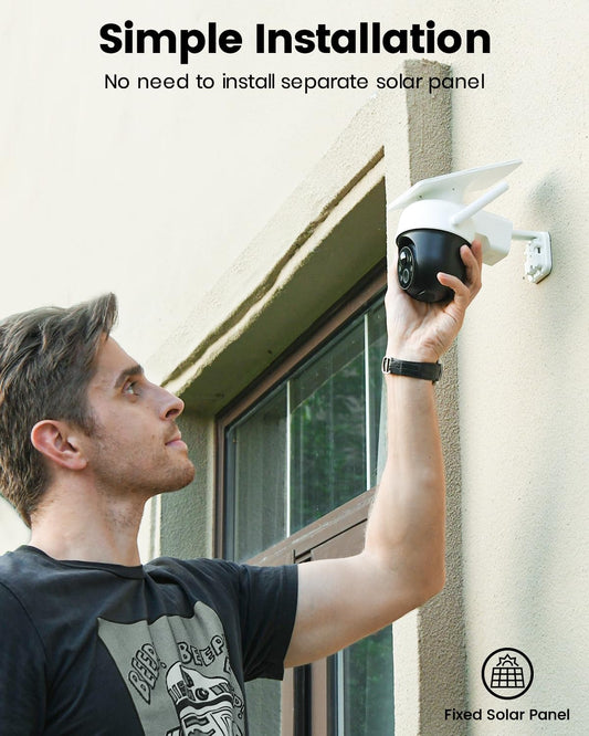 AOSU Solar Camera Security Outdoor - 100% Wire-Free Security Cameras Wireless Outdoor for Home Surveillance with Fixed Solar Panel, 360° View, Human Auto Tracking, 2K Color Night Vision,1 Pack 🍁 All In One Marketplace Canada