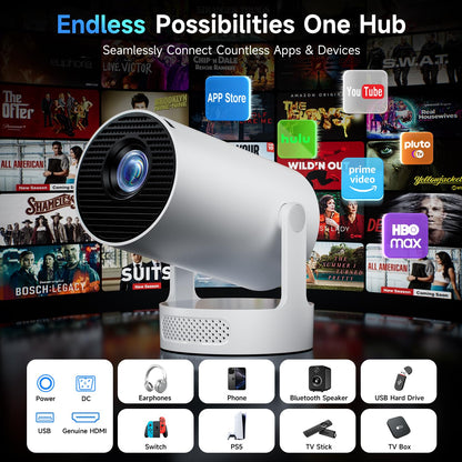 Kimwood Projector with Upgraded HiFi Speaker, [Built-in Apps] 1080P Mini Portable Projector Lower Noise Auto Keystone WiFi 6 Bluetooth 5.4 Ultra Short Throw Projectors Big Screen in Small Room 🍁 All In One Marketplace Canada