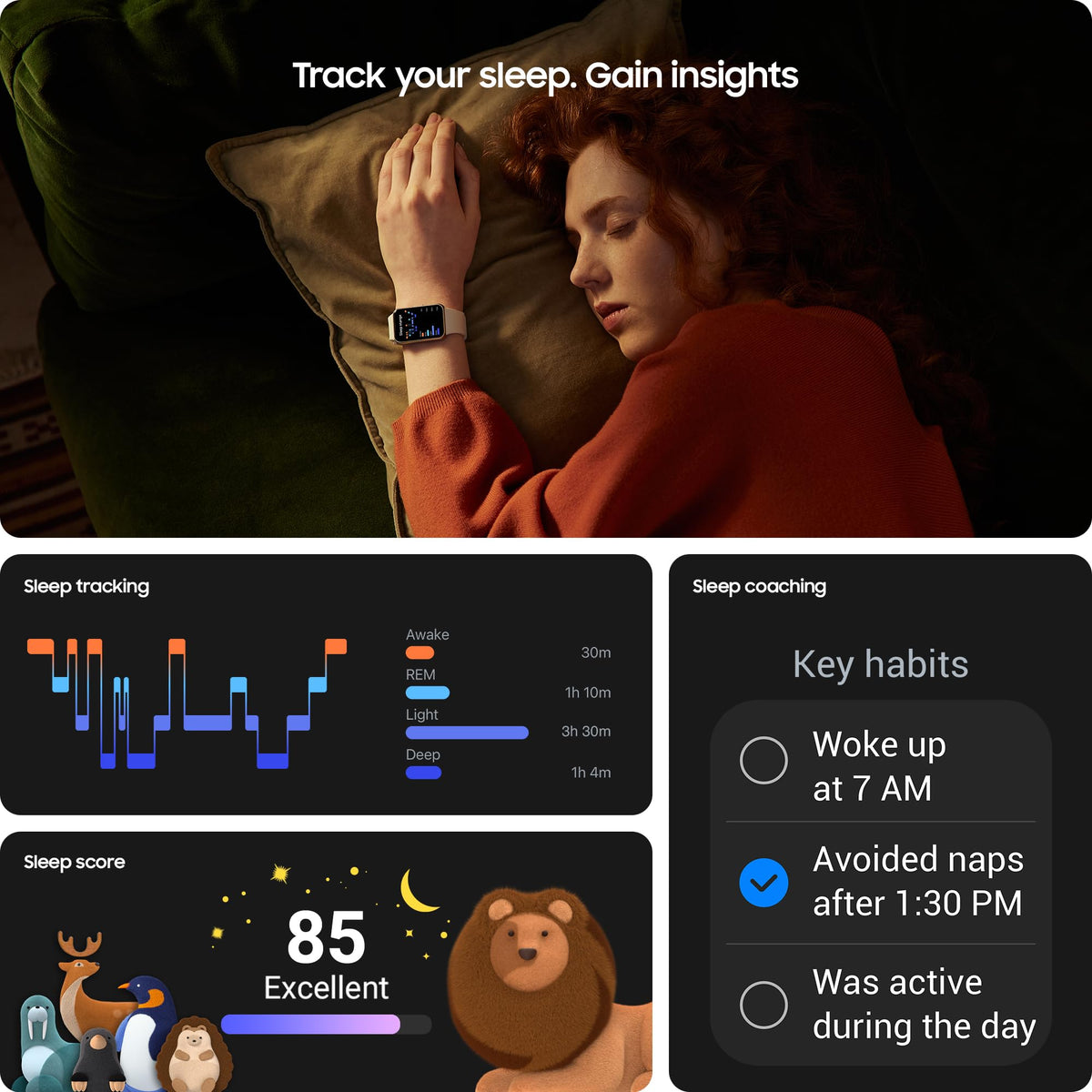 Samsung Galaxy Fit3, 1.6" AMOLED Display, 13 Days Battery Charge, Sleep Monitoring, Fall Detection - Dark Gray (CAD Version & Warranty) 🍁 All In One Marketplace Canada