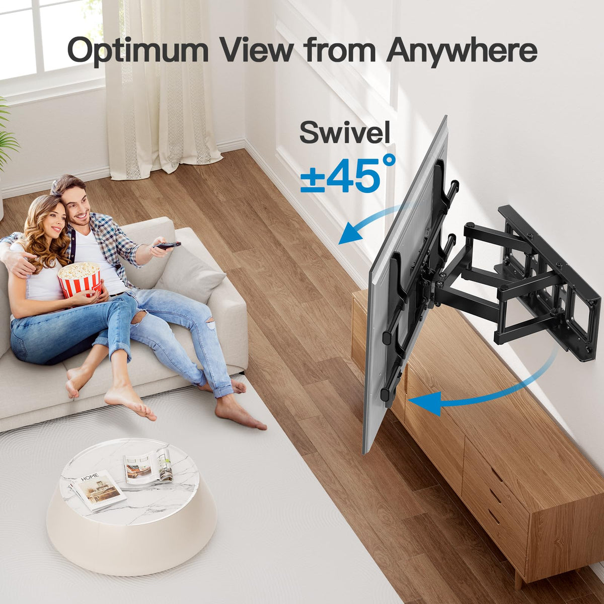 Pipishell Full Motion TV Wall Mount for 37-84" Flat Curved TVs, Wall Mount TV Bracket with Dual Articulating Arms Swivel Tilt Rotation, TV Mount up to 132lbs Max VESA 600x400 Fit 12"-16" Wood Stud 🍁 All In One Marketplace Canada