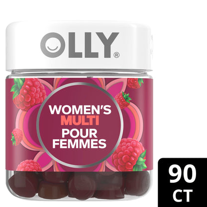 OLLY Women's Multi Gummy Supplement with no artificial flavours and colours Blissful Berry multivitamin to help support women's health 45 day supply, 90 gummies 🍁 All In One Marketplace Canada