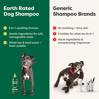 Earth Rated (A Canadian Company), 3-in-1 Soothing Dog Shampoo and Conditioner, Deodorizing Oatmeal Shampoos for Dogs and Puppies, Great for Smelly Pets, White Tea and Basil Scent, 473 ml 🍁 All In One Marketplace Canada