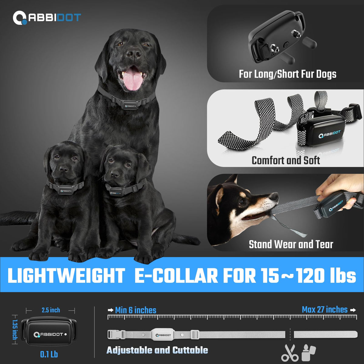 ABBIDOT 3300 Ft Dog Training Collar with Remote - [New Version] Shock Collar, 5 Training Modes, 88 Levels e Collar, Waterproof Training Collar for Small Medium Large Dogs(15~120 lbs) 🍁 All In One Marketplace Canada