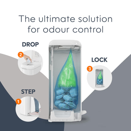 Diaper Genie Platinum Diaper Pail, White - Made in Durable Stainless Steel and Includes 1 Easy Roll Refill with 18 Bags 🍁 All In One Marketplace Canada