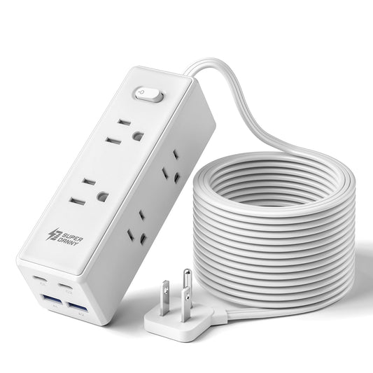 10 Ft Extension Cord, Surge Protector Power Bar with 6 Outlets & 4USB Ports (2 USB 2 C), Mountable Flat Plug Power Strip, Surge Protection for Home, Office, Dorm 🍁 All In One Marketplace Canada