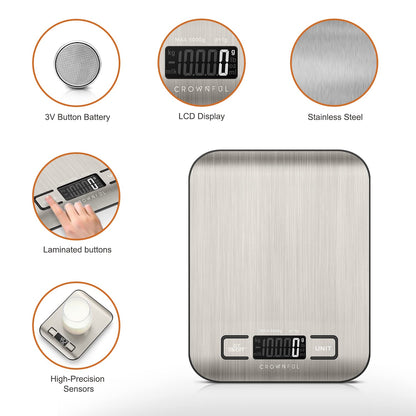 CROWNFUL Food Scale, 11lb Digital Kitchen Scales Weight Ounces and Grams for Cooking and Baking, 6 Units with Tare Function (Battery Included) 🍁 All In One Marketplace Canada