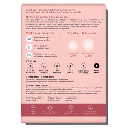 Rael Miracle Invisible Spot Cover - Absorbing Cover, Hydrocolloid Patch, Korean Skin Care, Facial Stickers, 2 Sizes (96 Count) 🍁 All In One Marketplace Canada