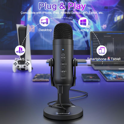 ZealSound Podcast Microphone for PC, Noise Cancellation USB Mic with Gain, Volume Adjustment & Mute Button, Monitoring & Echo, for YouTube, TikTok, Podcasting, Streaming, iPhone, iPad, Android, Mac 🍁 All In One Marketplace Canada