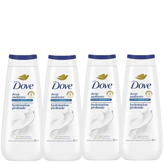 Dove Body Wash Deep Moisture, for 24hr Lotion-Soft Skin Moisturizing Skin Cleanser with No Sulfates No Parabens, 325mL (Pack of 4) 🍁 All In One Marketplace Canada