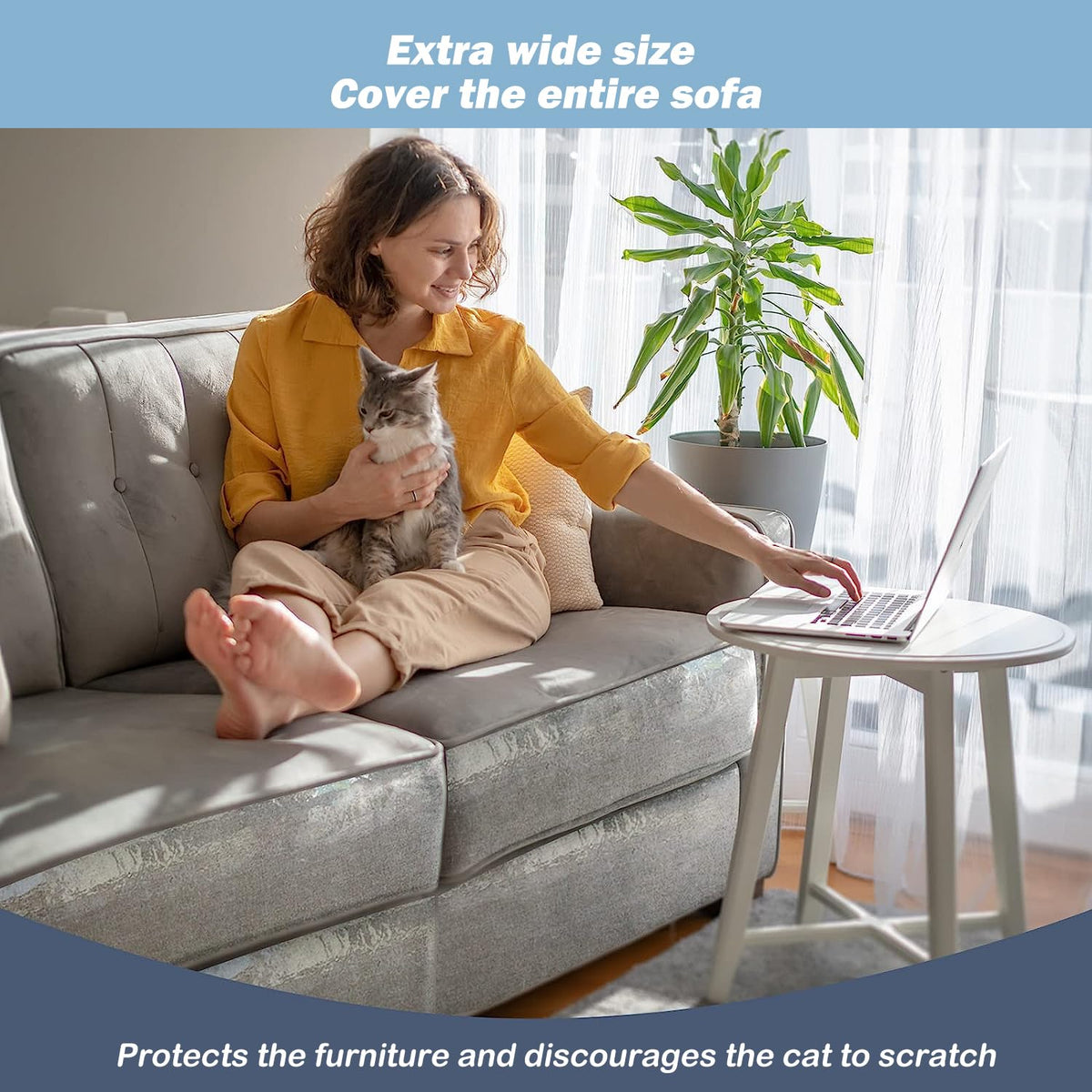 Cat Scratch Protector 11.8" x 118" Self-Adhesive Single Side Furniture Protectors from Cats Scratch, Cat Couch Scratch Protector, Transparent DIY Cutting Anti Scratch Furniture Protector 🍁 All In One Marketplace Canada
