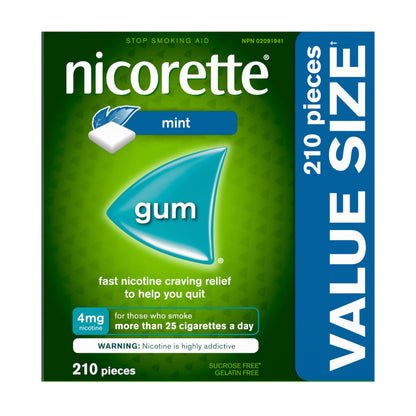 Nicorette 4mg Nicotine Gum, Mint – Quit Smoking Aid with Fast Craving and Withdrawal Relief, Nicotine Replacement Therapy (NRT), Teeth Whitening, 210 Pieces (Value Size) 🍁 All In One Marketplace Canada