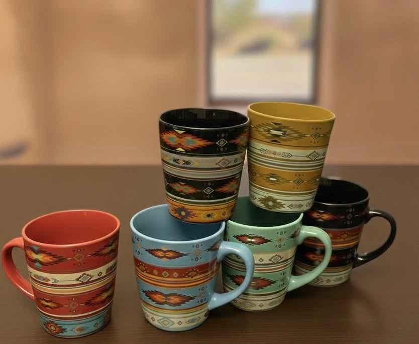 Southwestern-style ceramic 6 coffee mug set