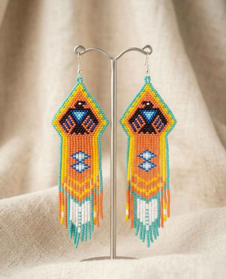 Beaded thunderbird earrings ( Turquoise )