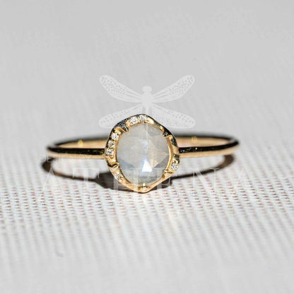 Moonstone Solitaire Ring in 14K Yellow Gold