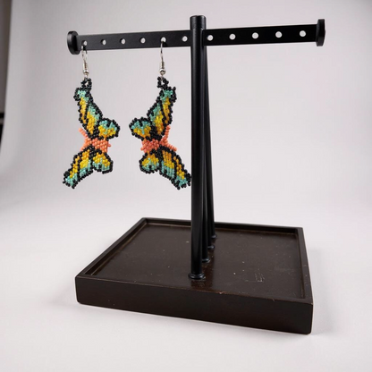 Peach Butterfly Beaded Earrings