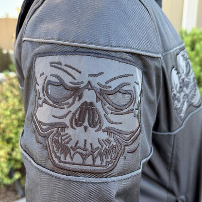 Open Road Men's Reflective Skull Cordura Motorcycle Jacket