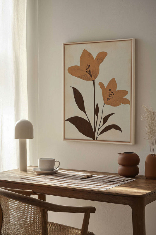 SEPIA FLOWERS, Mischtechnik auf gespannter Leinwand