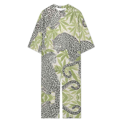 Leopard 3/4 Sleeve Jumpsuit