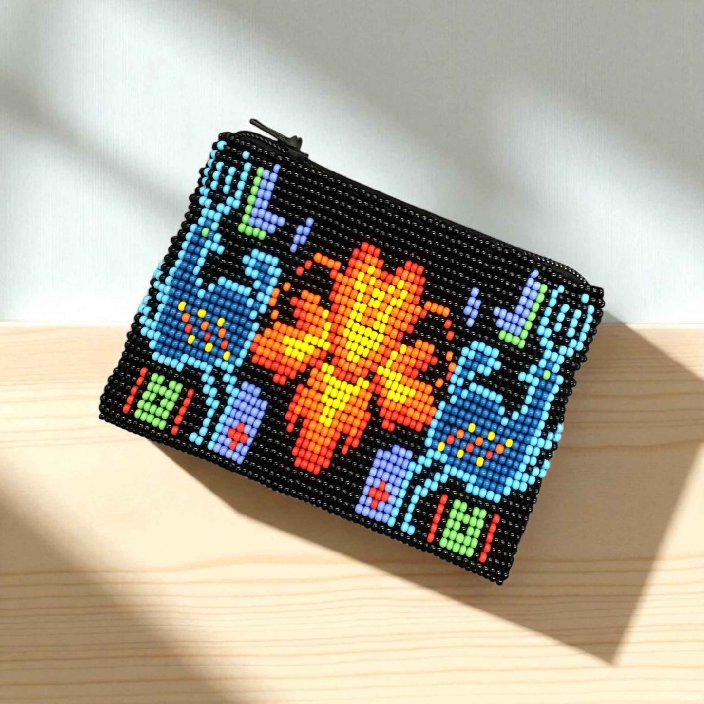 OLDTRIBES™ Flower and Moose Beaded coin purse