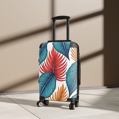 Tropical Leaf Carry-On Suitcase — Colorful Palm Print Travel Luggage