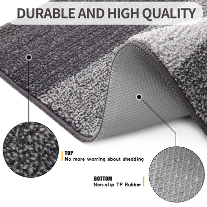 Grandaily Indoor Doormat, 20" x 32" Non-Slip Mud Trapper Absorbent Front Door Mats, Washable Striped Inside Entryway Mat, Low-Profile Welcome Mat Entrance Mat, Grey 🍁 All In One Marketplace Canada