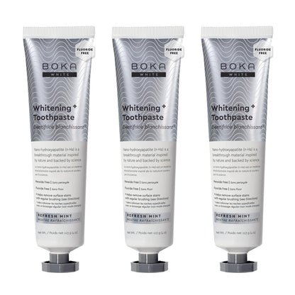 Boka Fluoride Free Toothpaste, Nano Hydroxyapatite Toothpaste, Appropriate for Sensitive Teeth, for Adult, Kids Oral Care - Whitening * Refresh Mint, 4 Fl Oz (113g) 3Pk 🍁 All In One Marketplace Canada